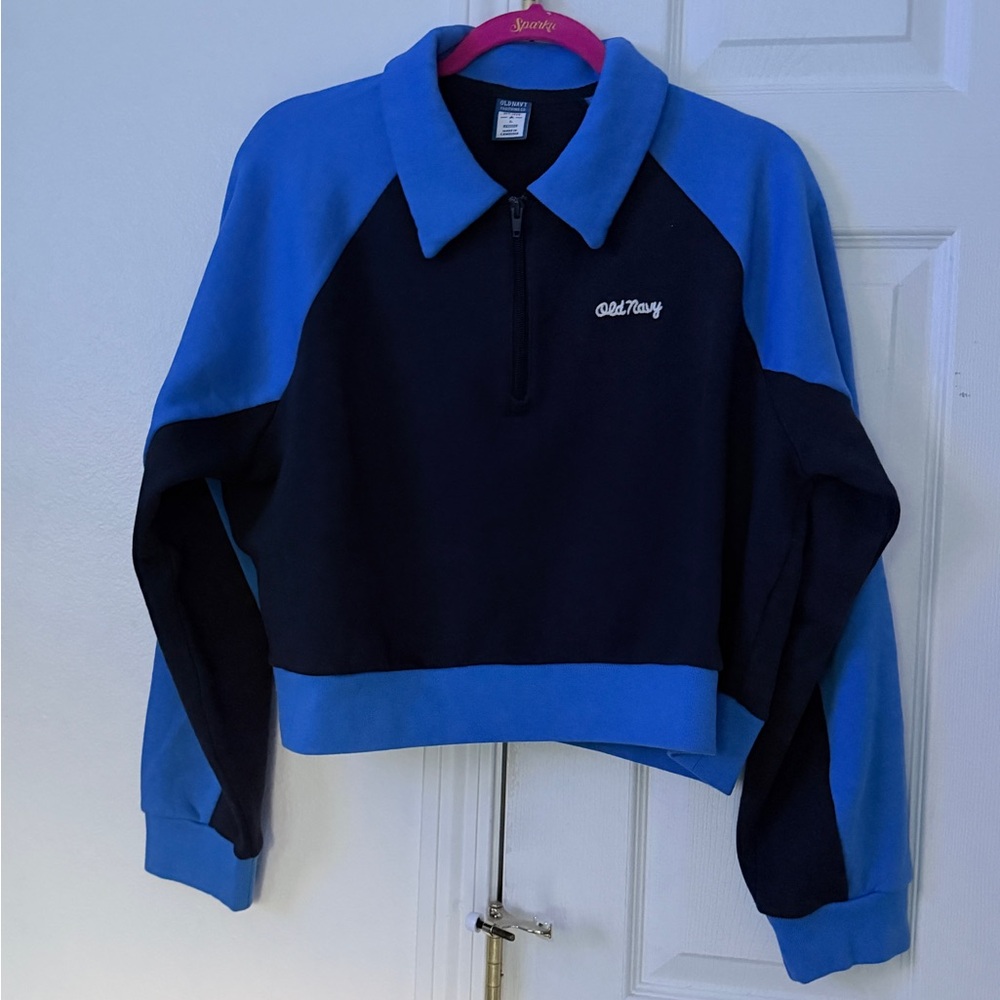 NWOT Old Navy Blue and Black Quarter-Zip Sweatshirt